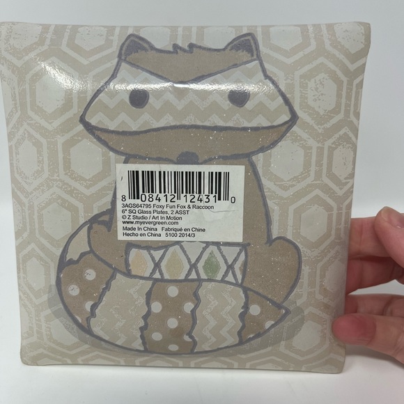 Foxy Fun 6” Square Glass Plate Trinket Dish Bowl - Picture 6 of 6